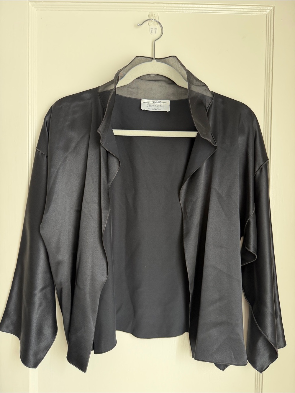Zoran Ladicorbic Silk Open-Front Black Women's Jacket